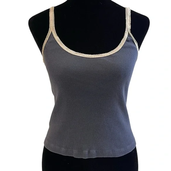 brandy melville navy blue and white trim tank top xs - Picture 1 of 7